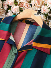 Vestido Camisa Listrada Plus Size Vestido Camisa Listrada Plus Size