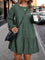 Vestido Clássico Decote Redondo Manga Longa e Pregas Plus Size G / Verde 136 Vestido Clássico Decote Redondo Manga