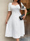 Vestido Clássico Midi Gola Quadrada E Manga Bufante Plus Size G / Branco Vestido