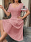 Vestido Clássico Midi Gola Quadrada e Manga bufante Plus Size G / Rosa Vestido Clássico Midi Gola Quadrada e Manga