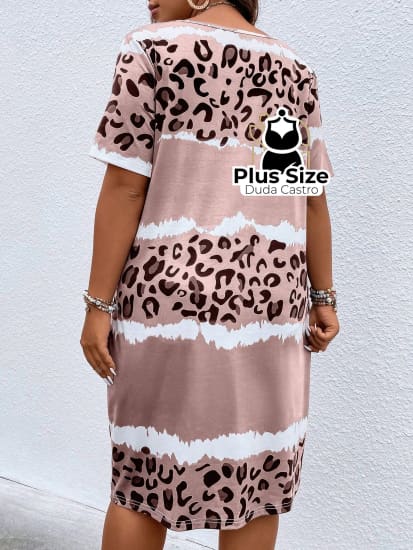 Vestido Com Estampa De Leopardo Várias Cores Plus Size Vestido