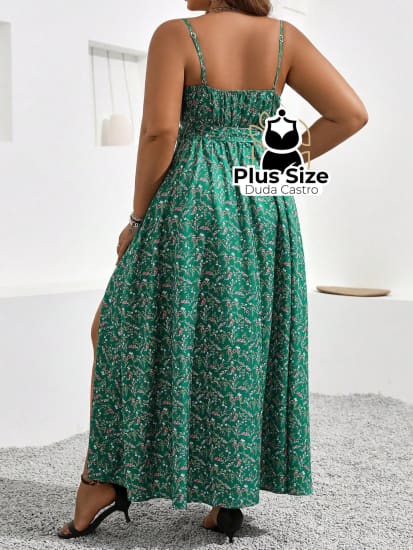 Vestido De Alça Com Efeito Transpassado Plus Size Transpassado