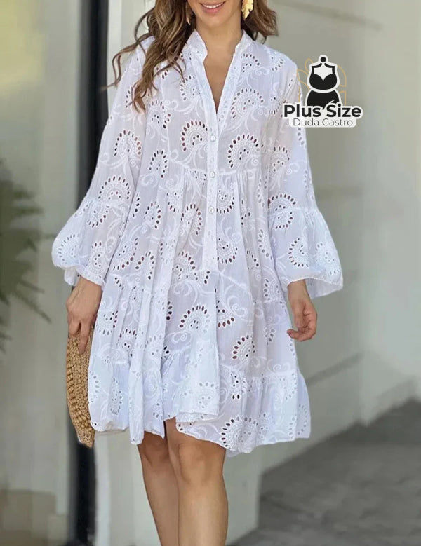 Vestido De Manga Longa 100% Em Laise Plus Size Várias Cores Vestidos Size