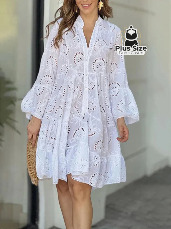 Vestido De Manga Longa 100% Em Laise Plus Size Várias Cores Vestidos Size