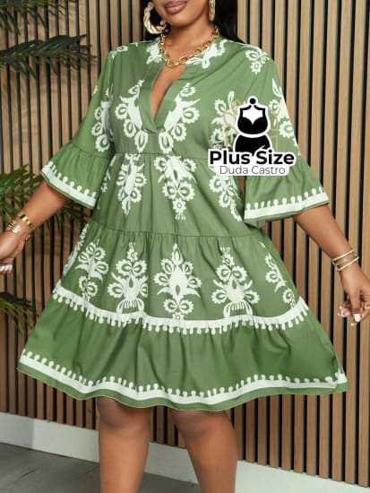 Vestido Elegante Soltinho Primavera/Verão Plus Size