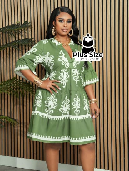 Vestido Elegante Soltinho Primavera/Verão Plus Size