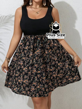 Vestido Plus Size Com Estampa Floral Patchwork Em Volta Do Pescoço 190 Us22 Vestido