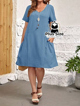 Vestido Liso De Túnica Bolso Duplo Várias Cores Plus Size G1 / Azul Empoeirado Vestido