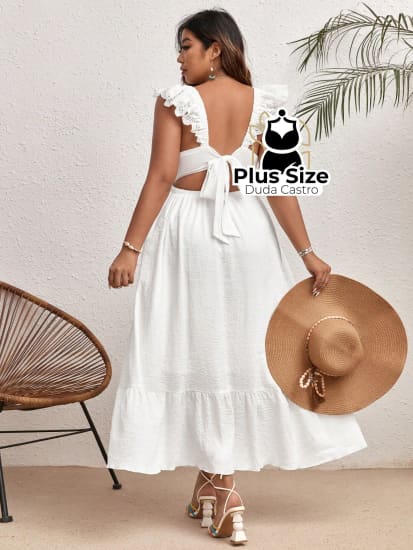 Vestido Liso Várias Cores Plus Size 0Xl / Branco Vestido