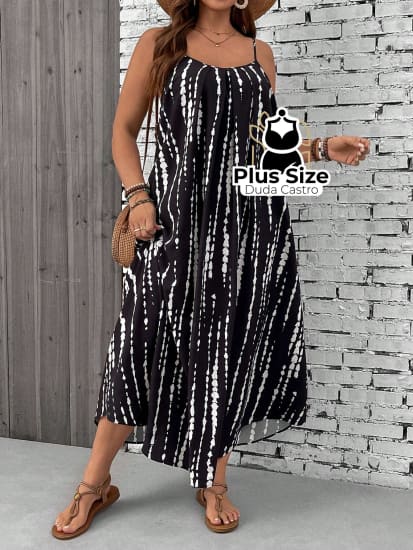 Vestido Longo De Alça Fina Plus Size