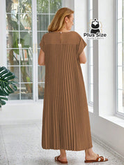Vestido Longo Solto E Elegante Com Bolsos Plus Size Várias Cores