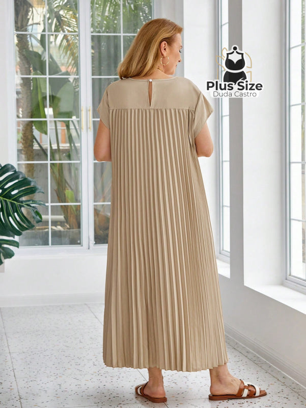 Vestido Longo Solto E Elegante Com Bolsos Plus Size Várias Cores