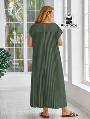 Vestido Longo Solto E Elegante Com Bolsos Plus Size Várias Cores