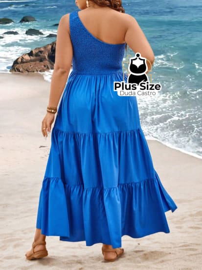 Vestido Longo Um Ombro Só Com Fenda Plus Size Várias Cores Vestidos Size