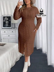 Vestido Manga Longa com Fenda Plus Size Várias Cores Vestido Manga Longa com Fenda Plus Size Várias Cores