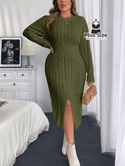 Vestido Manga Longa com Fenda Plus Size Várias Cores Vestido Manga Longa com Fenda Plus Size Várias Cores
