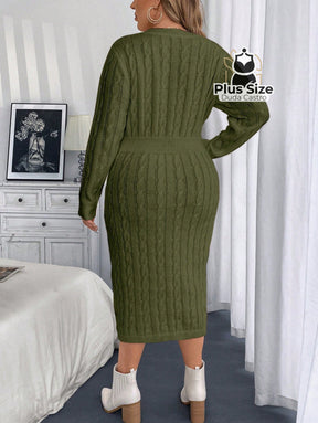 Vestido Manga Longa com Fenda Plus Size Várias Cores Vestido Manga Longa com Fenda Plus Size Várias Cores