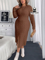 Vestido Manga Longa com Fenda Plus Size Várias Cores Vestido Manga Longa com Fenda Plus Size Várias Cores