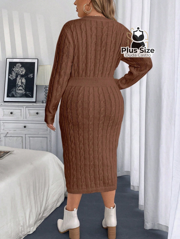 Vestido Manga Longa com Fenda Plus Size Várias Cores Vestido Manga Longa com Fenda Plus Size Várias Cores