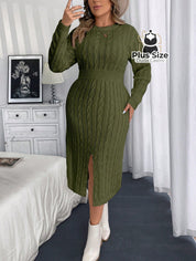 Vestido Manga Longa com Fenda Plus Size Várias Cores Vestido Manga Longa com Fenda Plus Size Várias Cores