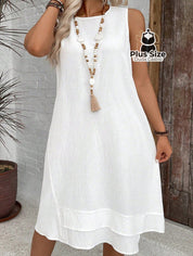 Vestido Midi 100% Algodão Plus Size Liso Várias Cores