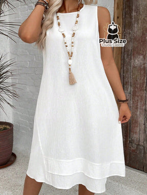 Vestido Midi 100% Algodão Plus Size Liso Várias Cores
