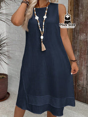 Vestido Midi 100% Algodão Plus Size Liso Várias Cores