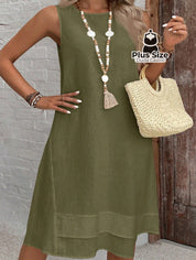 Vestido Midi 100% Algodão Plus Size Liso Várias Cores