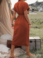 Vestido Midi Liso Transpassado Plus Size Várias Cores