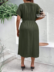 Vestido Midi Liso Transpassado Plus Size Várias Cores