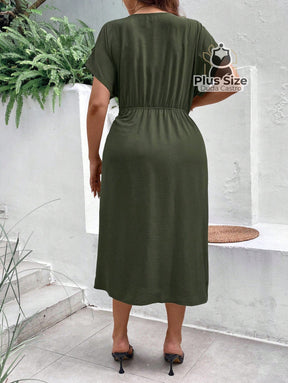 Vestido Midi Liso Transpassado Plus Size Várias Cores