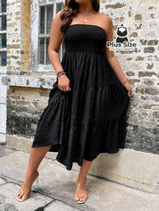Vestido Midi Tomara Que Caia Com Lastéx Plus Size Várias Cores G / Preto Vestidos Size