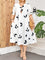 Vestido Plus Size Estampa De Folhas Decote Várias Cores G / Branco E Preto