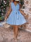 Vestido Sem Mangas Decote Em V Plus Size Saia Drapeada Liso Várias Cores G / Azul