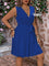 Vestido Sem Mangas Decote Em V Plus Size Saia Drapeada Liso Várias Cores G / Azul Royal