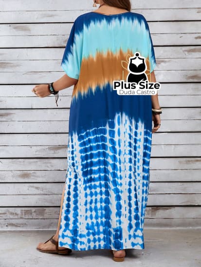 Vestido Tie Dye Solto Confortável Plus Size Vestido