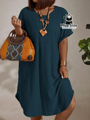 Vestido Com Textura Gola Redonda E Manga Morcego Várias Cores Plus Size Vestidos Size